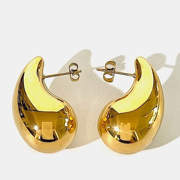 Gold Plated Water Drop Earrings - Picture 5 of 11